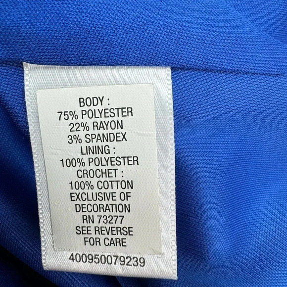 Elle Women’s Royal Blue Dress with Black Crochet Top and Black bottom Hem Size 6 - Picture 2 of 4